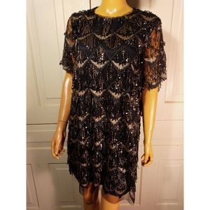 NWT Zara fringed sequined flapper dress Great Gatsby party